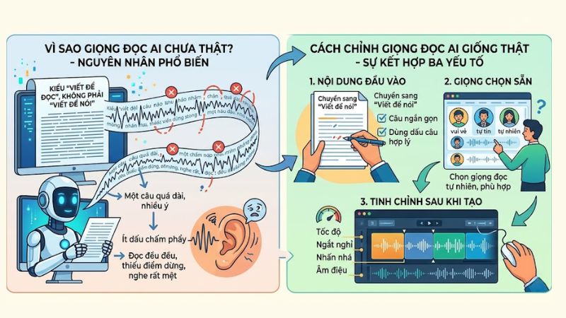 Cách chỉnh giọng đọc AI giống thật
