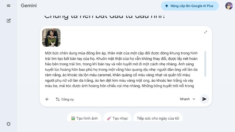 Câu lệnh Gemini tạo ảnh cưới