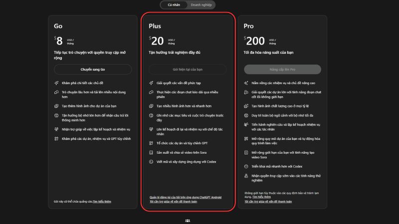 ChatGPT Plus giá bao nhiêu