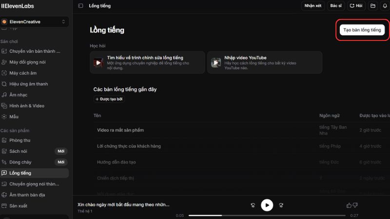 ElevenLabs hỗ trợ ngôn ngữ nào
