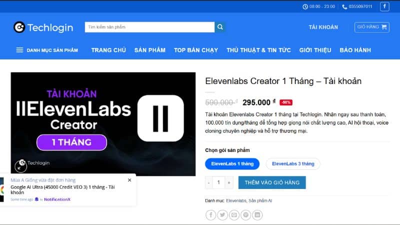 mua tài khoản Elevenlabs ở đâu