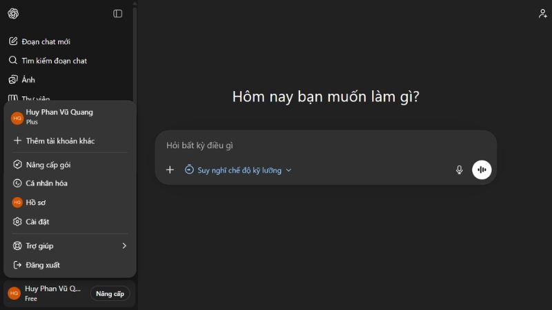 nâng cấp ChatGPT Plus