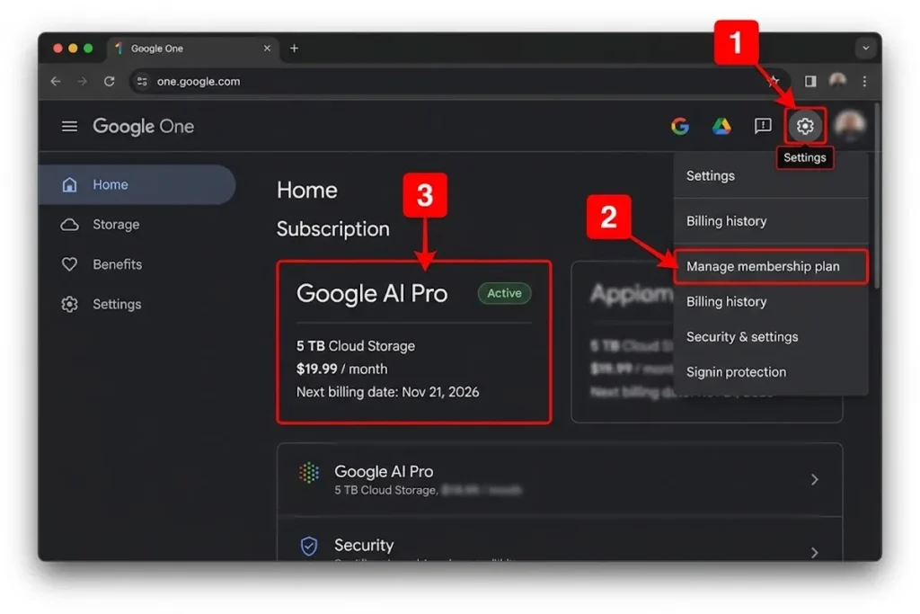 Cách kiểm tra gói Google AI Pro