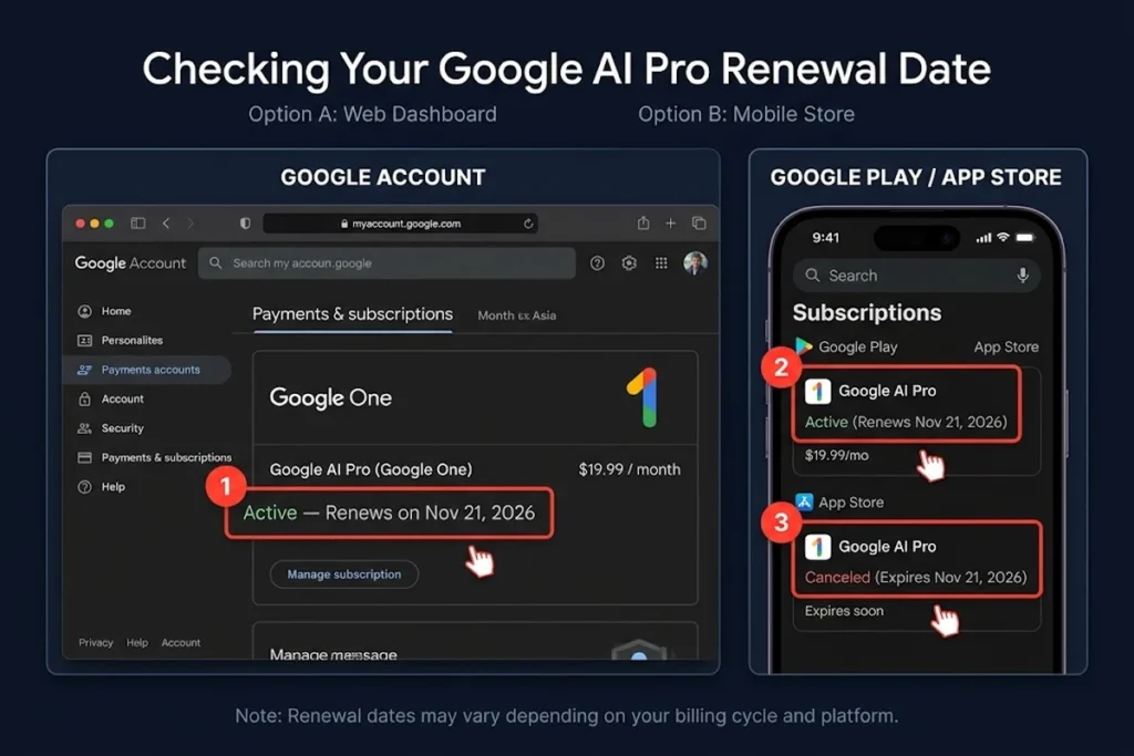 Cách kiểm tra gói Google AI Pro